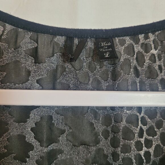 BKE Cheetah Print Velvet Burnout Tank Top Women's Sz Large Black Metallic Sheer - Picture 5 of 7